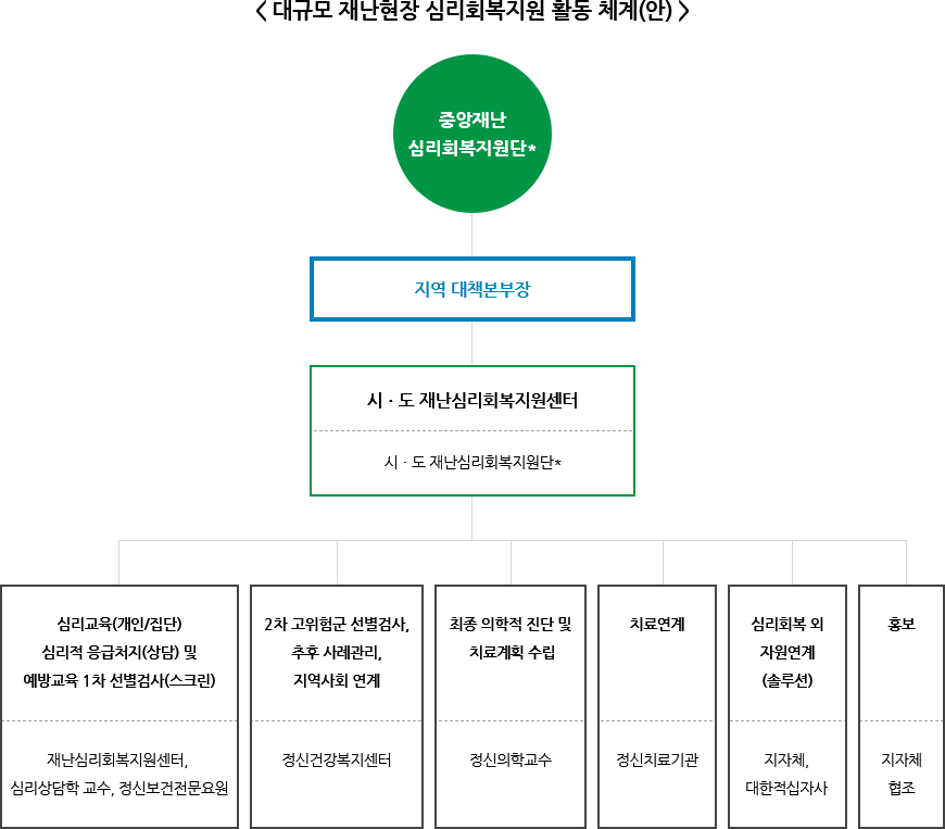 대규모 재난현장 심리회복지원 활동 체계(안)